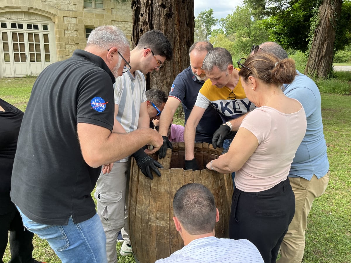 Barrel blending, wine Olympics, multi-workshop team building with Autreman