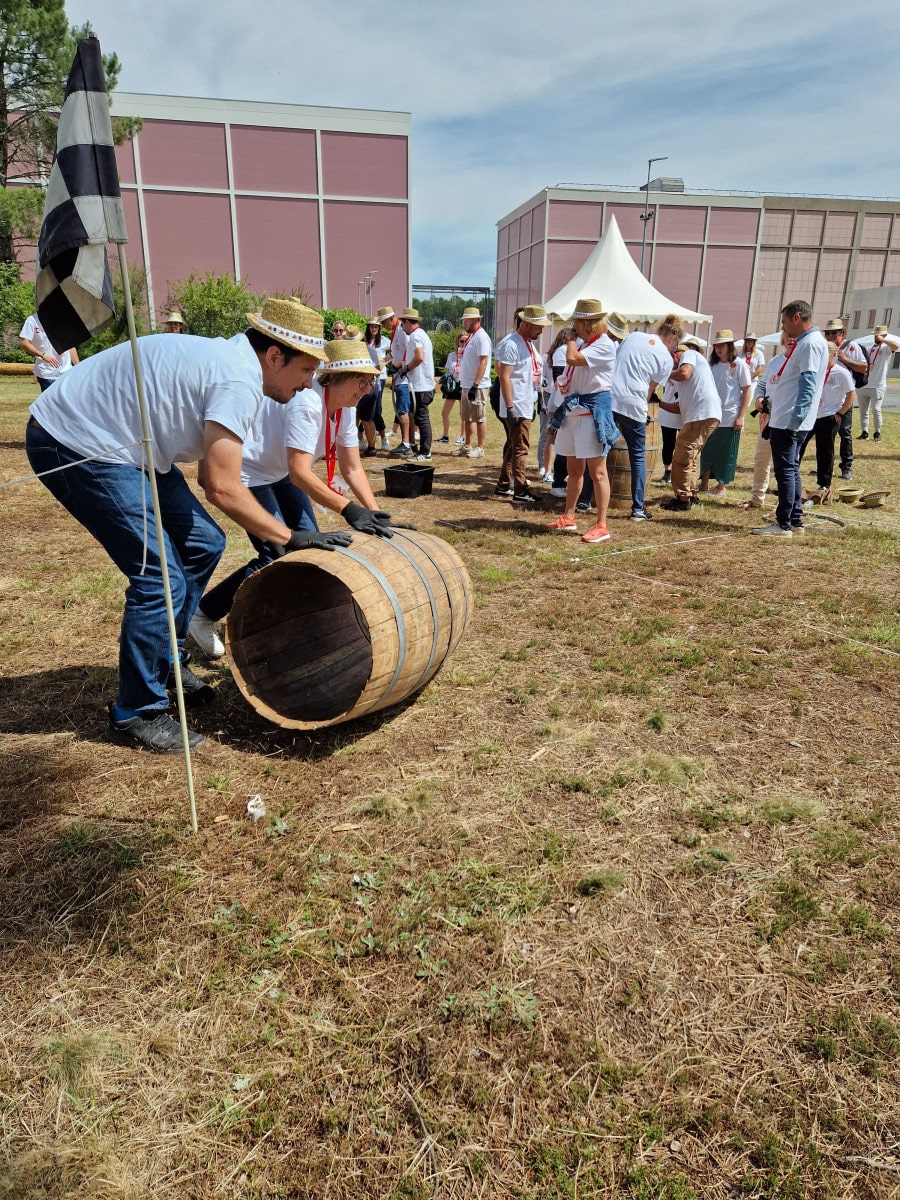 Barrel building course during the wine team building event with Autreman - wine Olympics