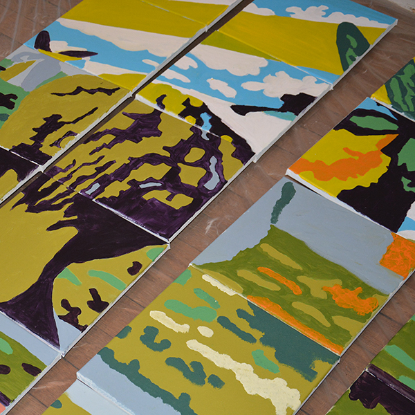 Création d'une oeuvre collective peinture pour votre team building entreprise