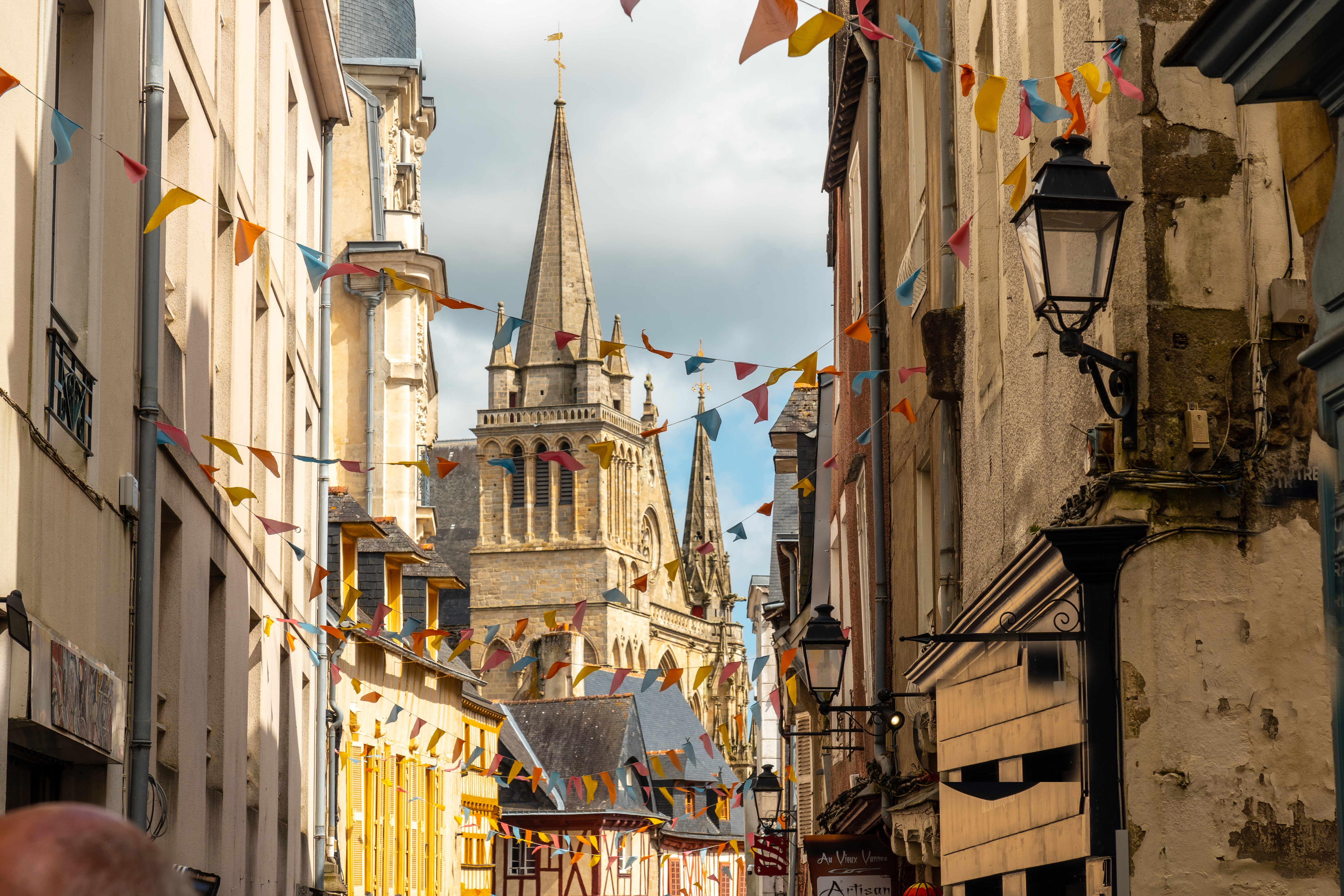 Vannes medieval coastal town, old town and St. Peter's Cathedral Basilica, Morbihan département
